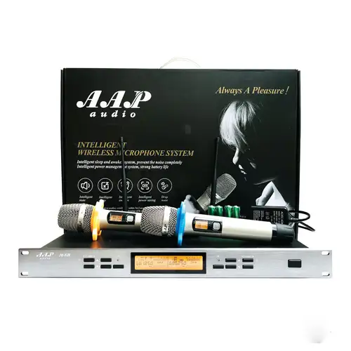 micro kh&ocirc;ng d&acirc;y AAP M8II full set với đầu thu v&agrave; 2 micro kh&ocirc;ng d&acirc;y cao cấp